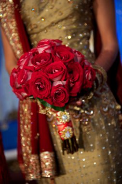 Image of a beautiful Indian bride's bouquet clipart