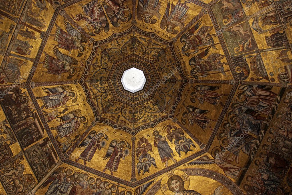 Florence Baptistry Ceiling Mosaic Stock Editorial Photo
