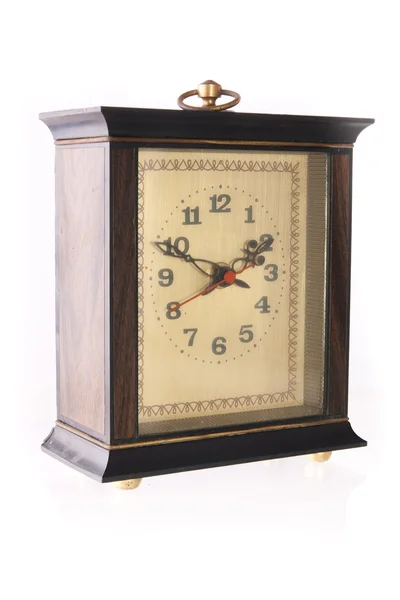 Old-fashion table clock made of wood — Stock Photo, Image