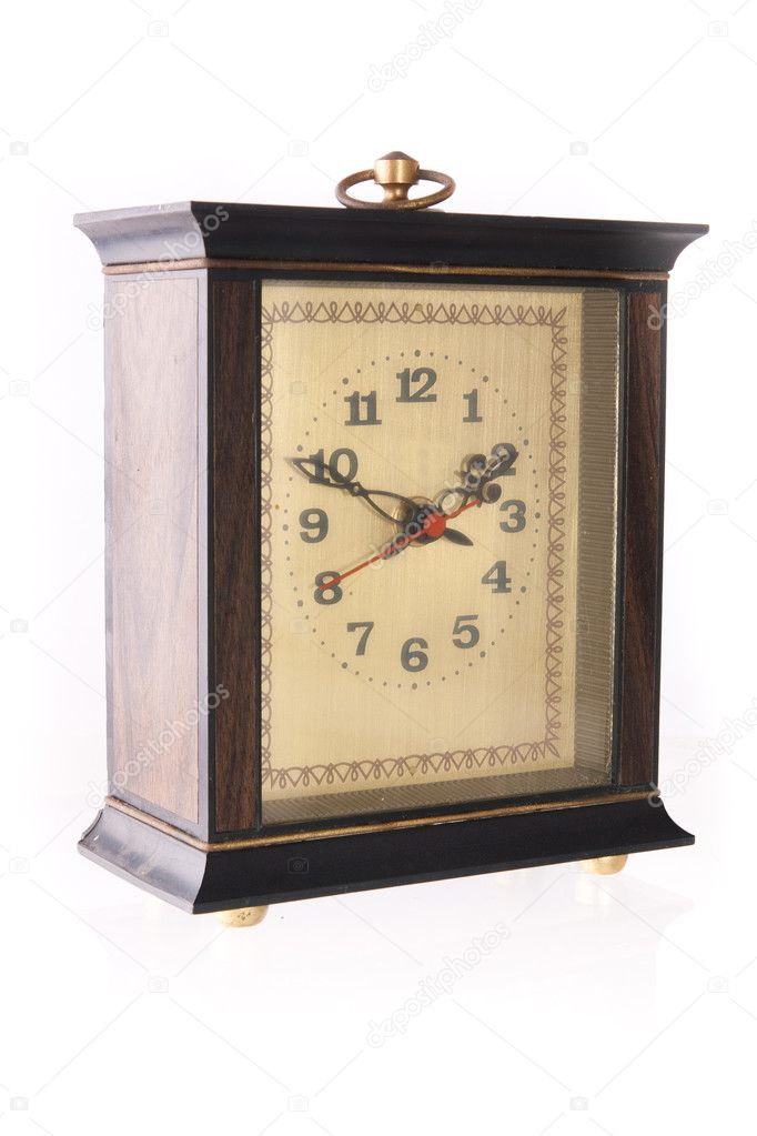 Oldfashion table clock made of wood — Stock Photo © alexandco 9208251