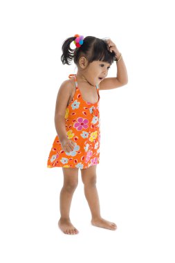 Confused girl scratching her head clipart