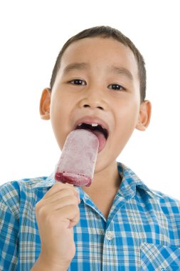 Boy eating ice cream clipart