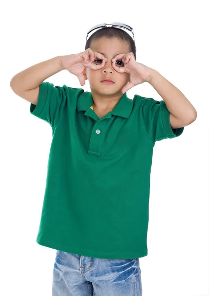 少年作るメガネ シンボル — ストック写真