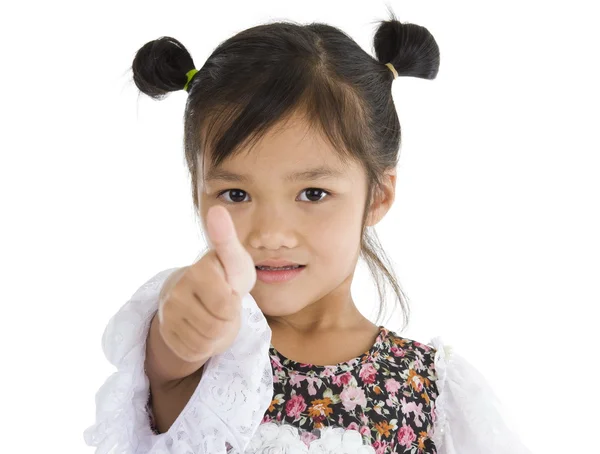 可爱的亚洲女孩与拇指向上 — 图库照片