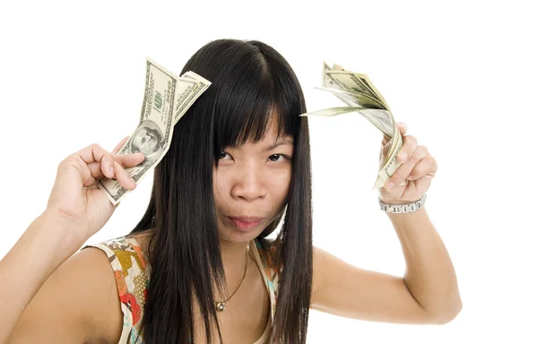 Young asian woman money — Stock Photo, Image