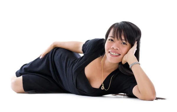 Docela asijské žena s rovnátkama — Stock fotografie