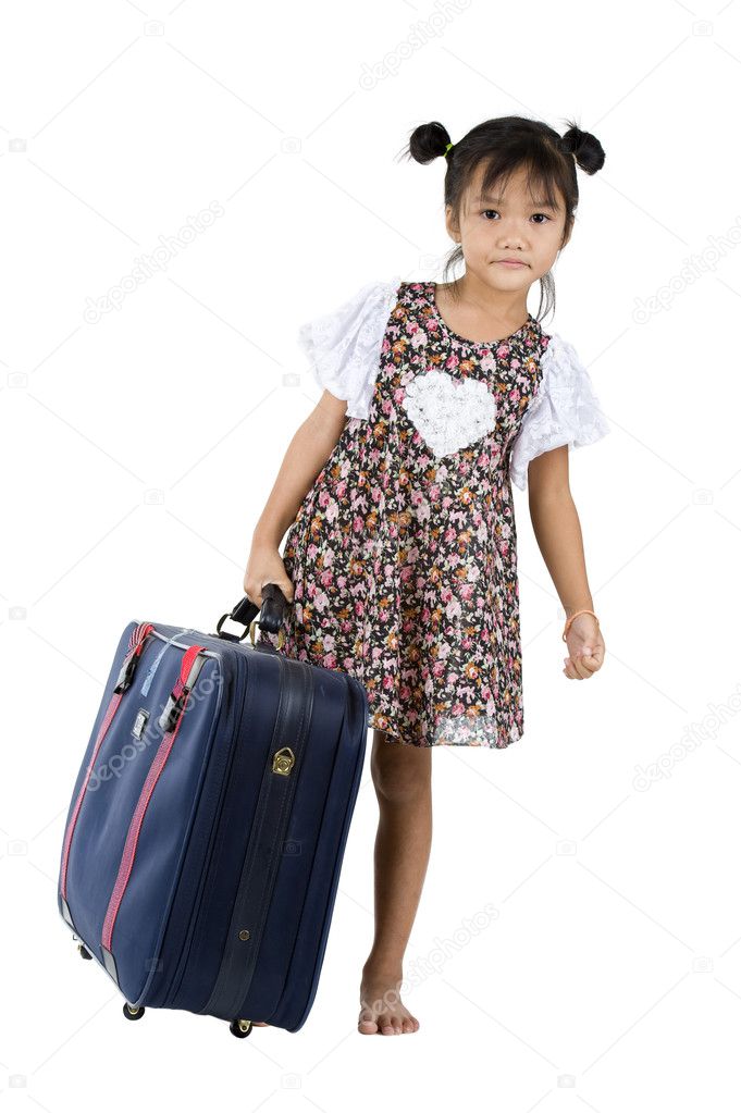 little girl with suitcase