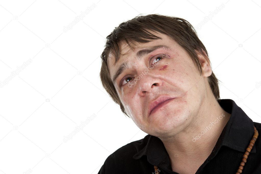 Sad man crying