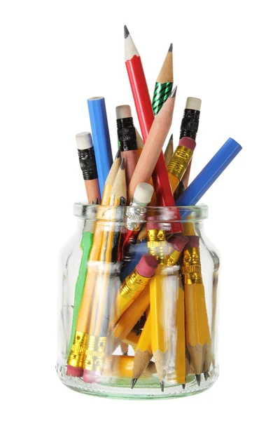 Pencils in Glass Jar Stock Photo