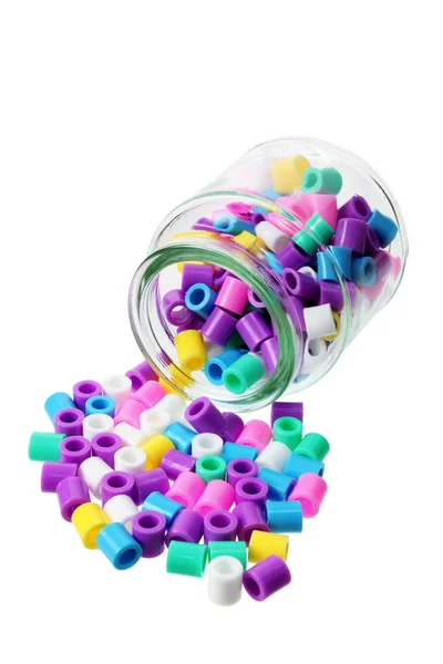 Bottle with Plastic Beads — Stock Photo, Image