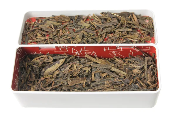 Caixa de folhas de chá chinês — Fotografia de Stock