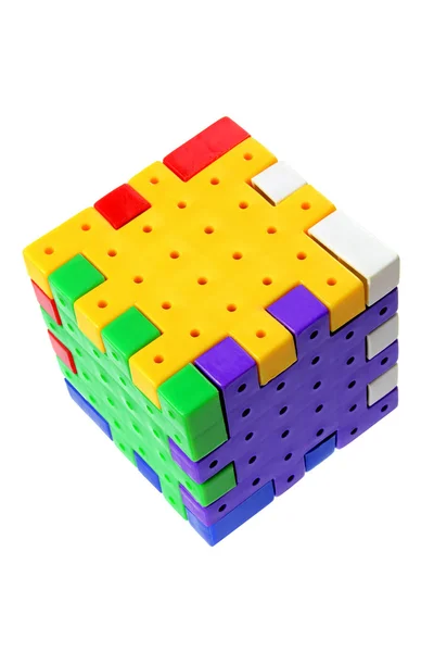 Cubo de quebra-cabeça plástico — Fotografia de Stock