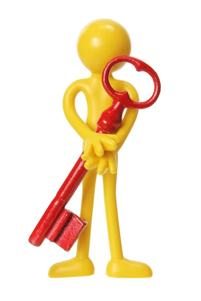 Miniature Figure with Key — Stock Photo, Image