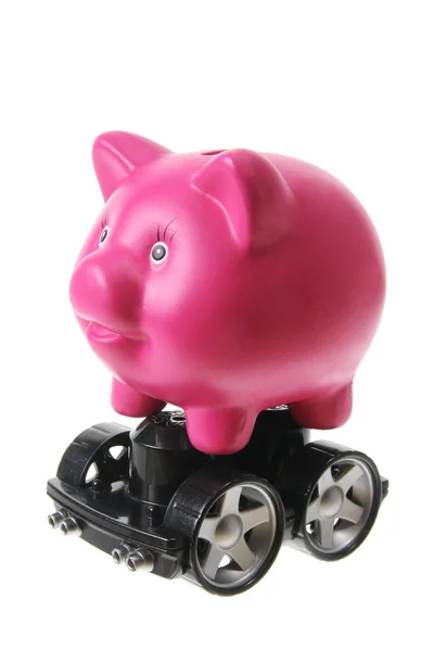 Piggy Bank com rodas — Fotografia de Stock