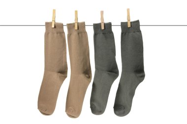 Socks Hanging on Clothesline clipart