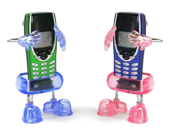 Мобільні телефони на держателів — стокове фото