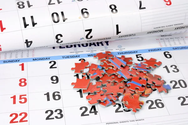 Puzzel op kalender — Stockfoto
