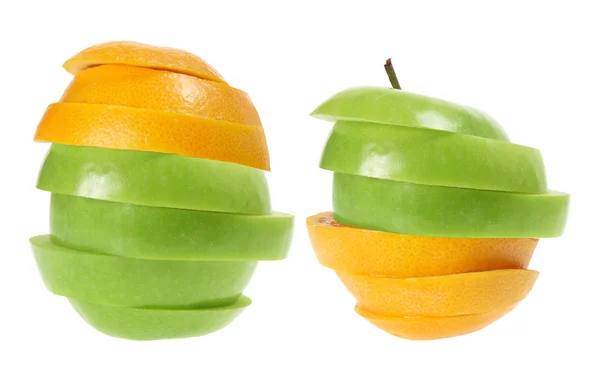 苹果和桔子的切片 — 图库照片
