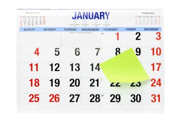 Calendar with Adhesive Note Paper clipart