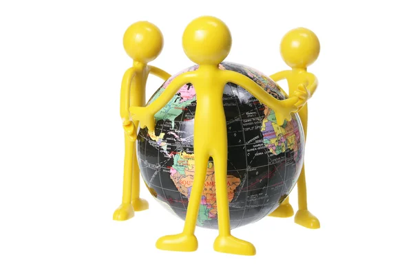 Figuras de goma y globo mundial —  Fotos de Stock