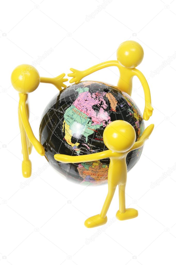 Rubber Figures and World Globe