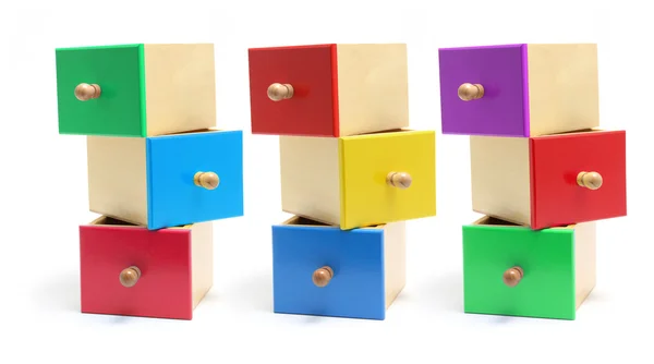 Miniaturní dřevěné zásuvky — Stock fotografie