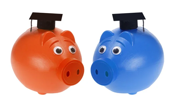 Bancos Piggy com Mortarboards — Fotografia de Stock