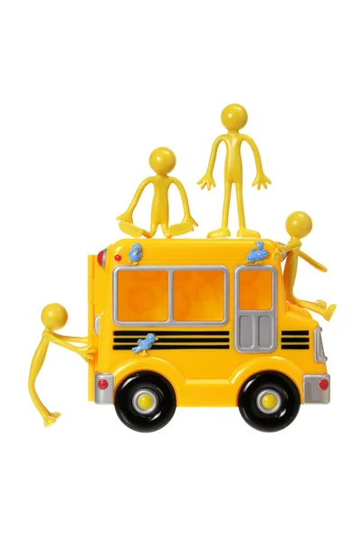 Іграшка автобус та гумові фігур — стокове фото