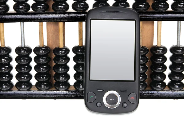 Teléfono inteligente en Abacus Imágenes de stock libres de derechos