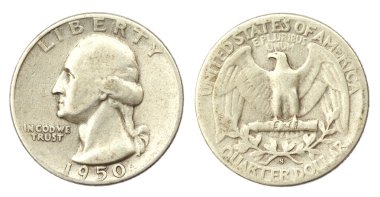 Quarter Dollar Coin of USA of 1950 clipart