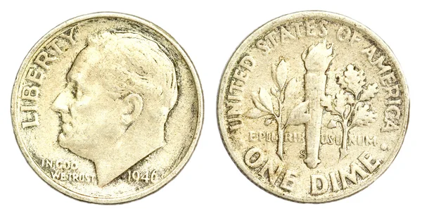 One Dime Coin of USA of 1946 — Stock Photo, Image