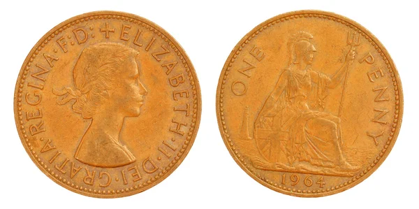 Один Пенні монета 1964 — стокове фото