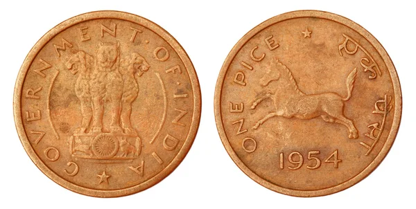 Stary indyjski jedna moneta pice 1954 — Zdjęcie stockowe