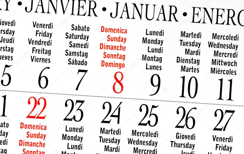 Calendar of January 2012