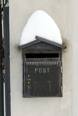 Snow on mail post box clipart