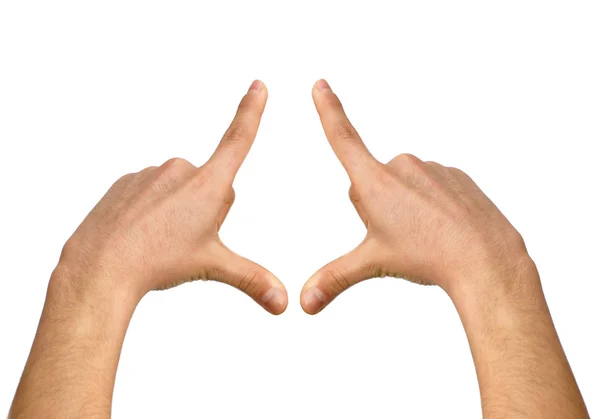 Hand measuring over white background — Stock Photo, Image