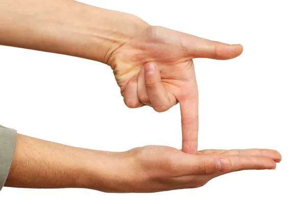 Hand pointing down — Stock Photo, Image