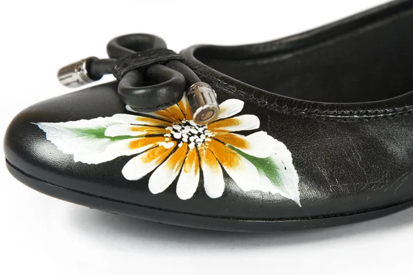 Ženy boty s tištěnou květ — Stock fotografie