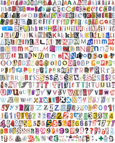 Alphabet with 516 letters, numbers, symbols — Stock Photo, Image