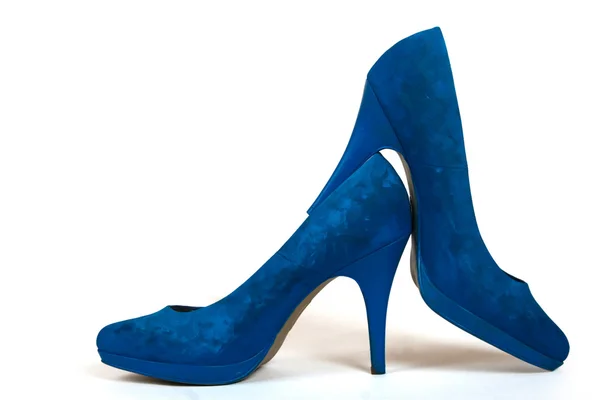Azul pintado sapatos de salto alto — Fotografia de Stock