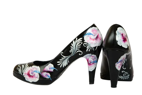 Zapatos de tacón alto con flor impresa —  Fotos de Stock