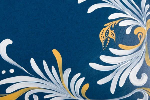 Flower print on blue fabric — Stock Photo, Image