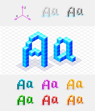 cubes.letter a. vektöründen izometrik yazı tipi
