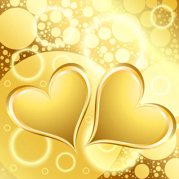 Gold Heart Shiny Holiday Background — Stock Vector