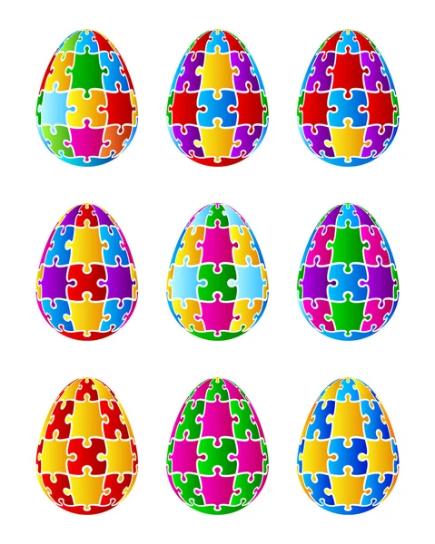 Isolated Jigsaw Puzzle Easter Eggs. Vector — Stock Vector