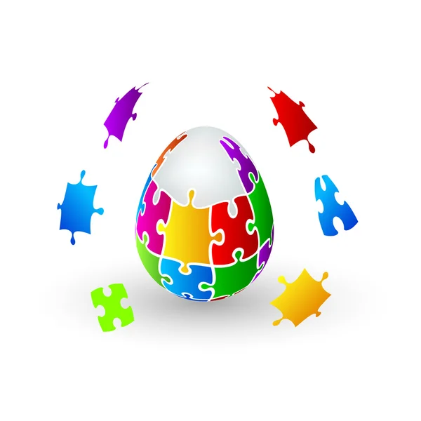 Telur Paskah Puzzle Jigsaw yang terisolasi - Stok Vektor