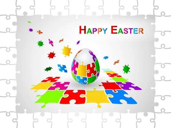 Easter Egg Jigsaw Puzzle Fundo. Feliz Páscoa — Vetor de Stock