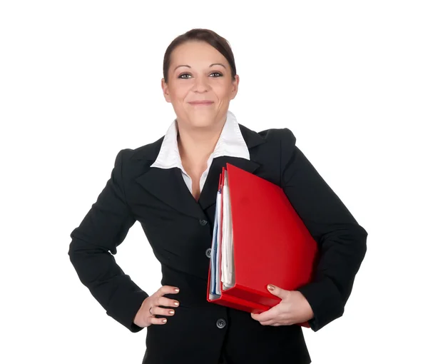 Business woman with file folders — стоковое фото