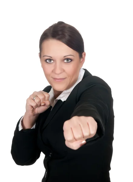 Агрессивная деловая женщина — стоковое фото