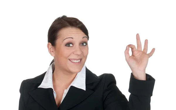 Businesswoman showing ok sign — Stock Photo, Image
